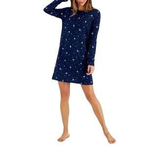 Charter Club Macy's Butter Soft Sleep Shirt Navy Blue Reindeer XS New